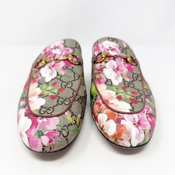 Gucci Princetown GG Supreme Pink Floral Blooms Horsebit Mules Loafers EU 39.5 - Picture 3 of 10